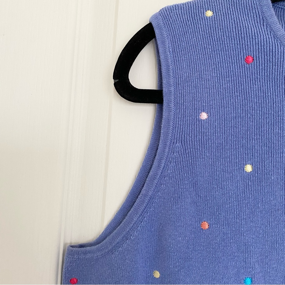 LILY STANHOPE 100% Cotton Embroidered Polka Dot Sleeveless Sweater Australia XL - Picture 5 of 8